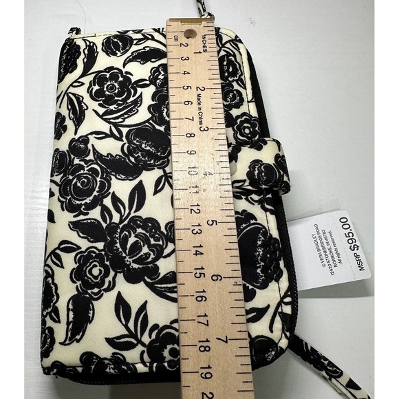NWT Vera Bradley Large Tab Nylon Wallet Bubbly Flowers Black Pattern MSRP $95.00 - Picture 11 of 13